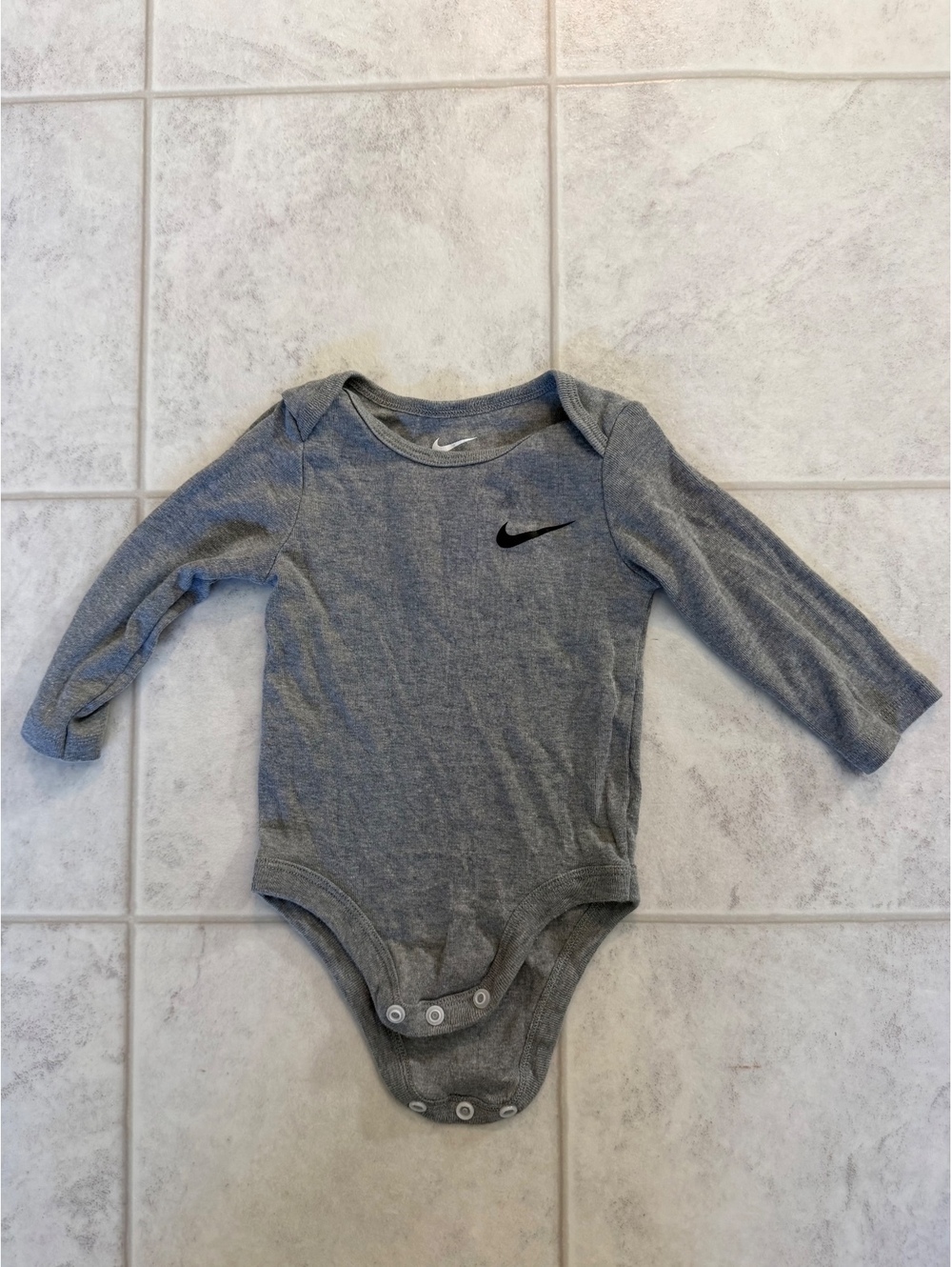 Nike baby gray long sleeve bodysuit